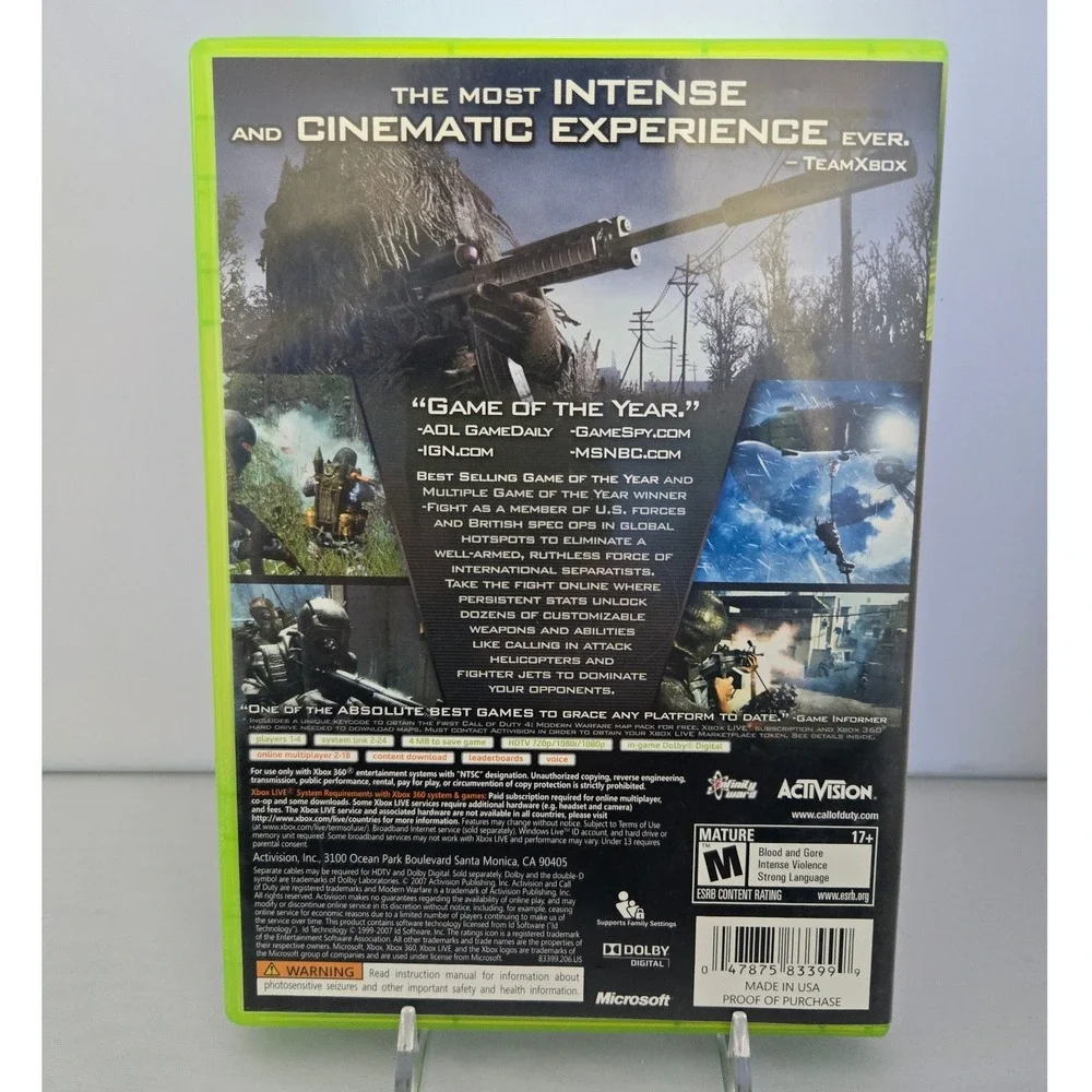 Call of Duty 2‎ Big Red One & COD 4 Modern Warfare GOTY Bundle - Xbox- 2 Games